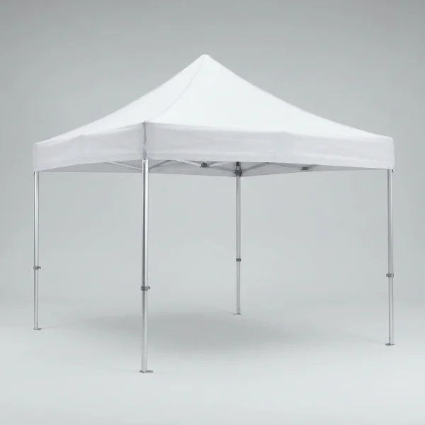 Tenda pagode 3x3 branca com estrutura de alumínio, vista de três quartos